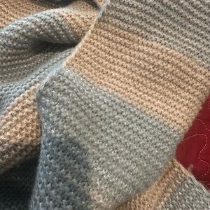 Natori Gray and Tan Striped  Scarf